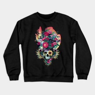 Floral Skull Vivid V Crewneck Sweatshirt